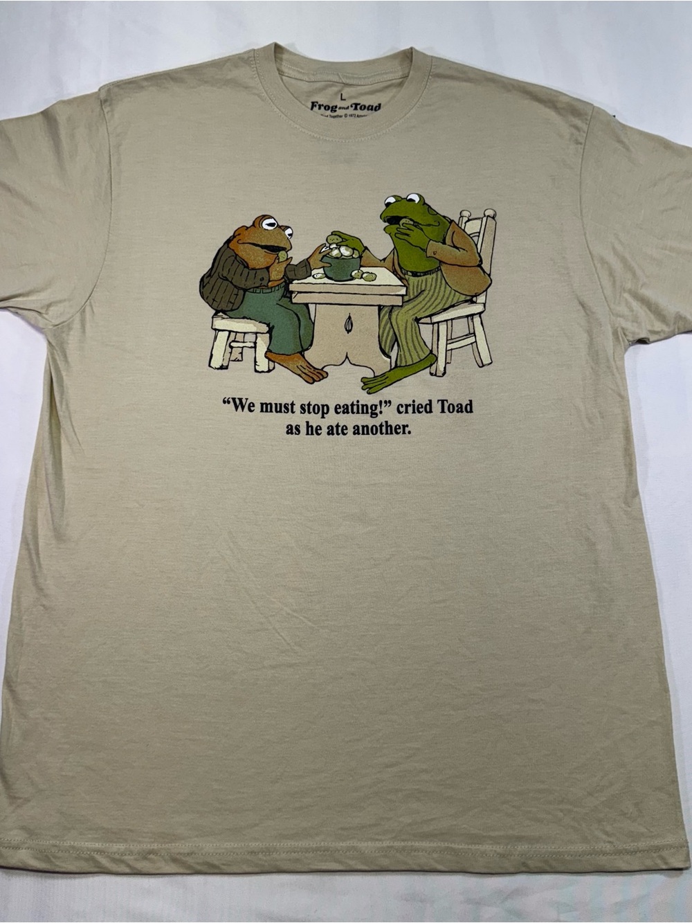 Frog and Toad 'We Must Stop Eating' Short Sleeve Tee - Beige
